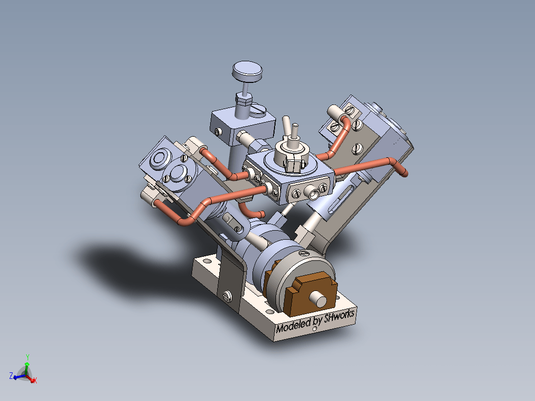 Garold Posh设计的V型模型蒸汽机