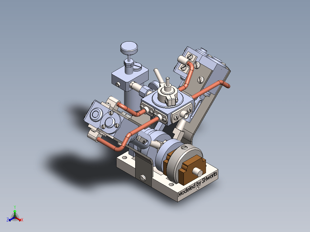 Garold Posh设计的V型模型蒸汽机