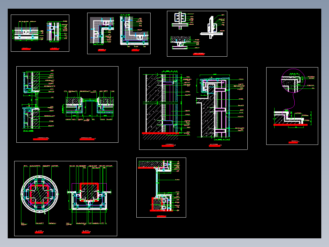 各类石材幕墙节点大样图石材干挂湿挂做法详细的石材柱CAD节点图