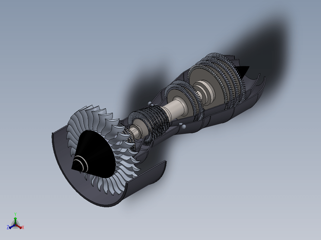 涡轮喷气发动机半剖结构