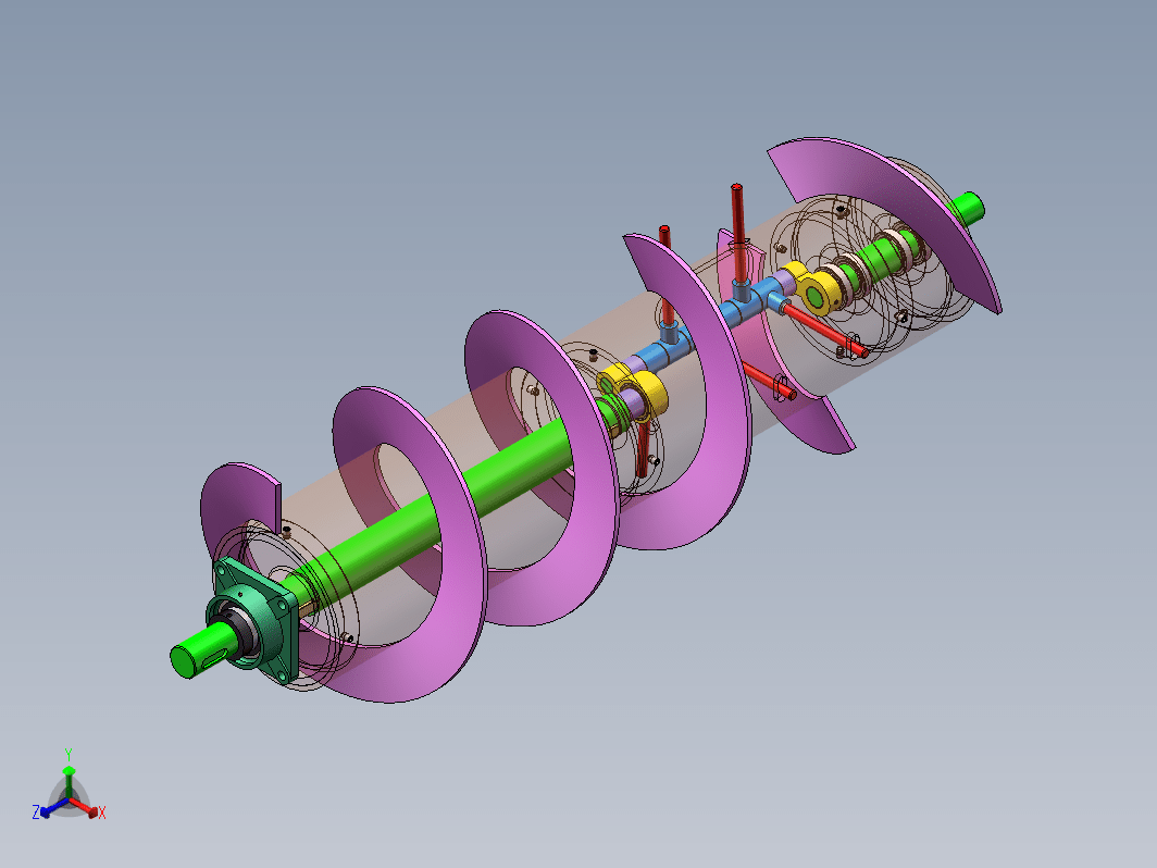 联合收割机割台绞龙设计三维SW2016带参+CAD+说明书