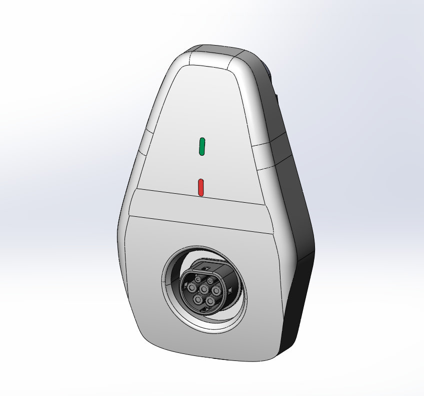 比亚迪充电器 3d 模型，连接位置和尺寸