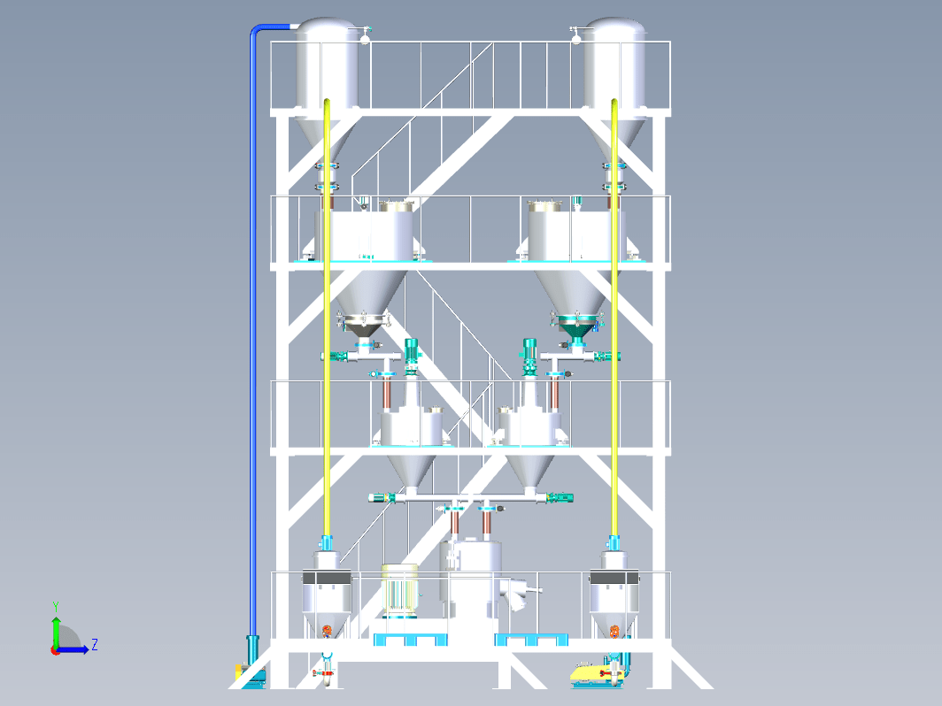 配料输送混料产线设计三维