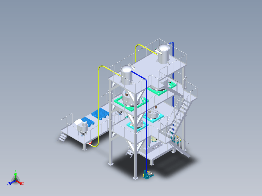 配料输送混料产线设计三维