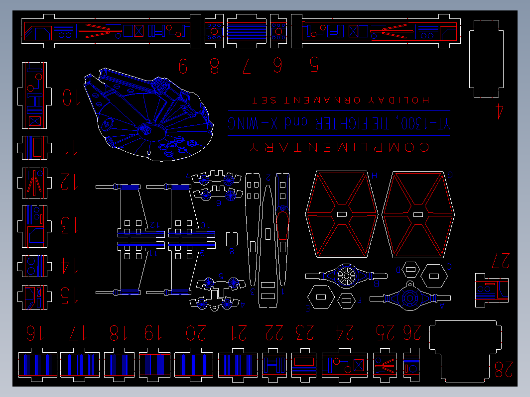 千年隼号 宇宙飞船激光切割图纸 dwg格式