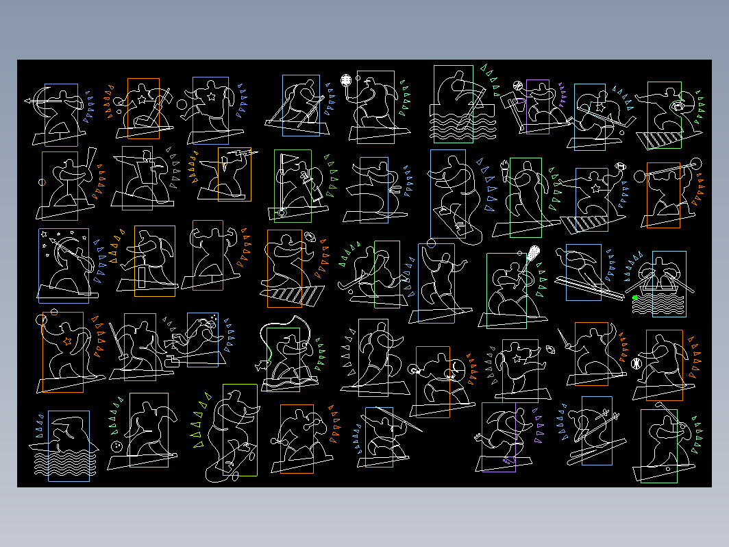 体育运动人物图块画三