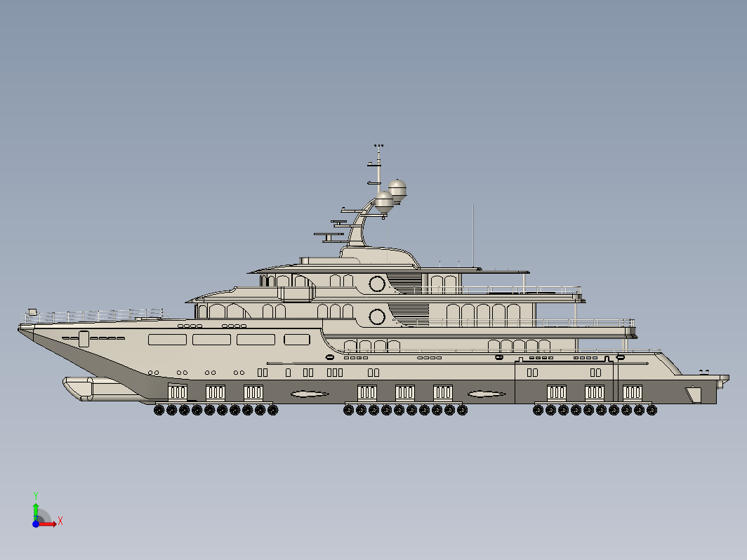 游艇及其运送车3D