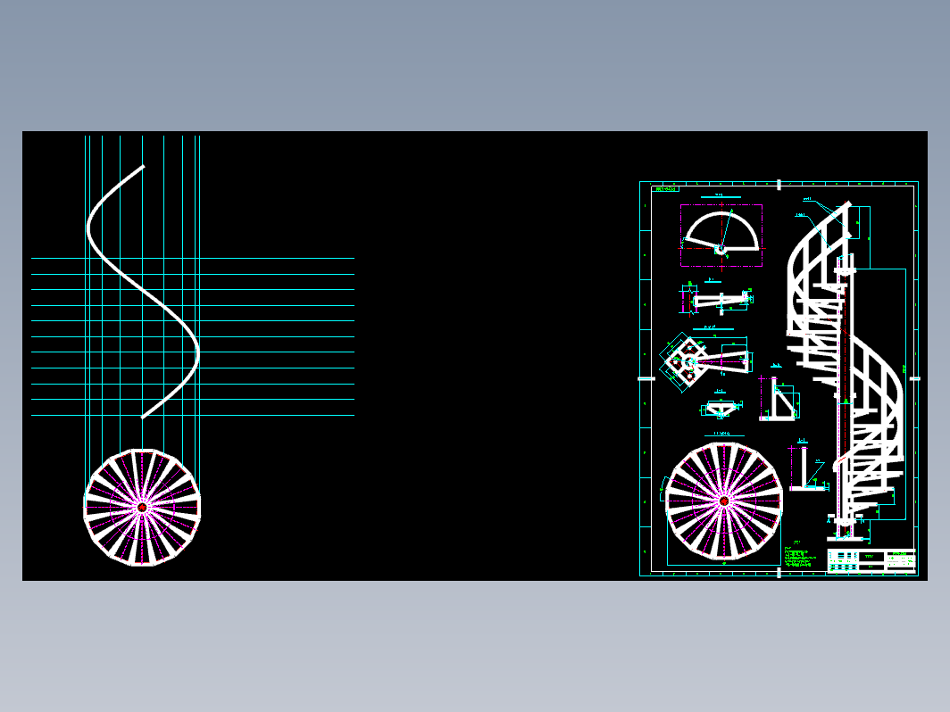 钢旋梯，钢结构旋转楼梯建筑图纸CAD图纸