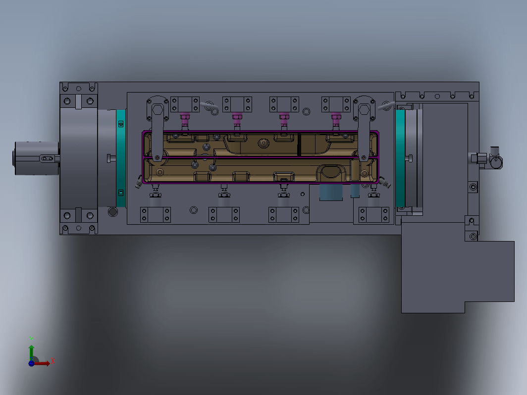 盒盖铝铸件四轴液压夹具