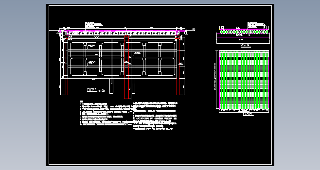 ABC贝雷架钢便桥大样图纸21.0m+18.0m跨，桥面宽18m