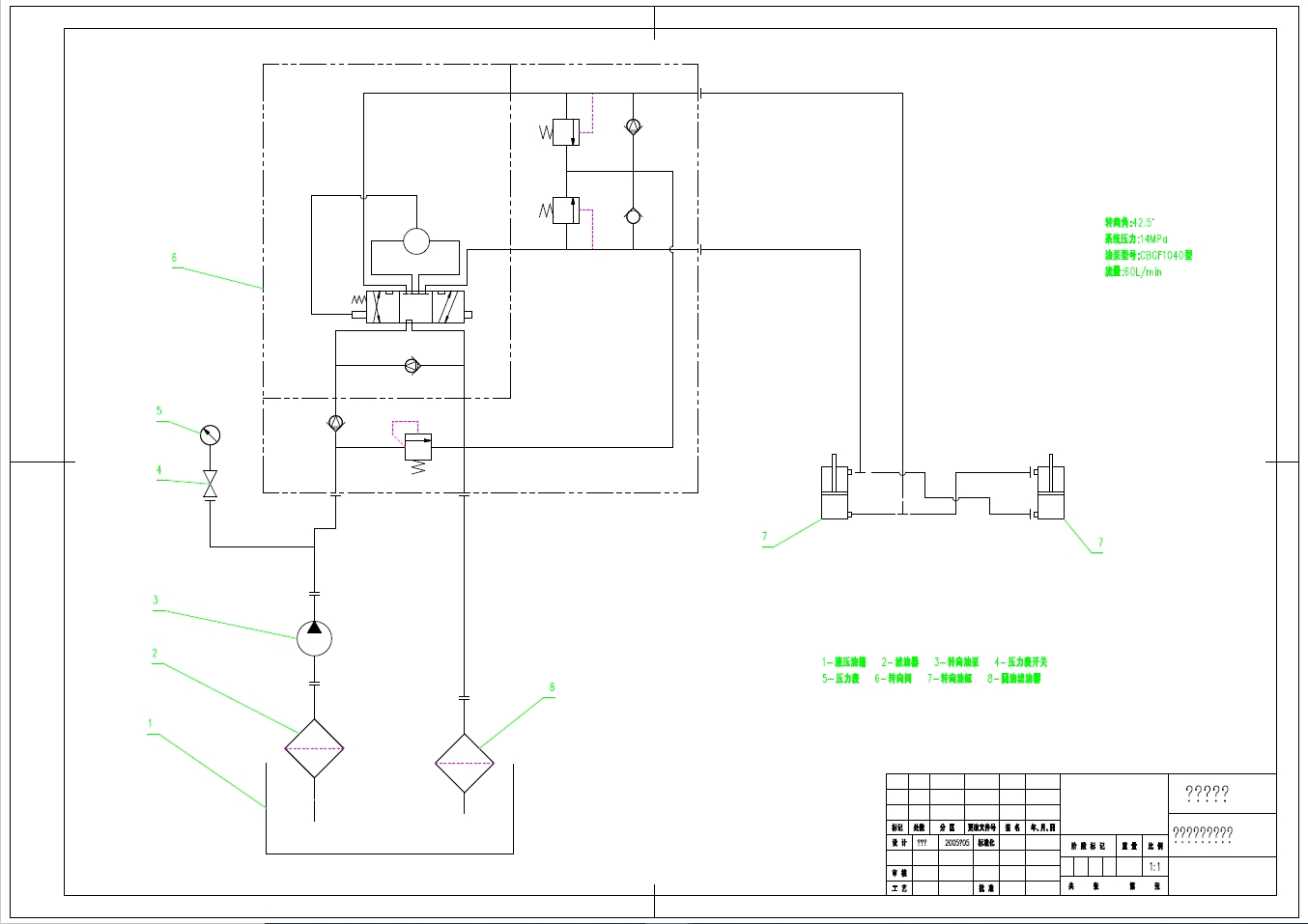 CA-20地下自卸汽车工作、转向液压系统参数计算+CAD+说明书 -屿双网