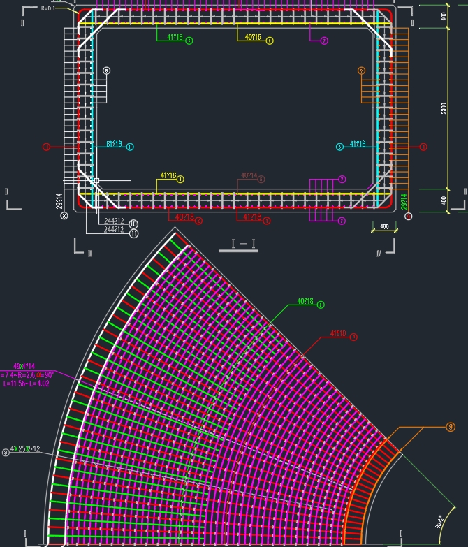 4.8米宽箱涵结构配筋图CAD