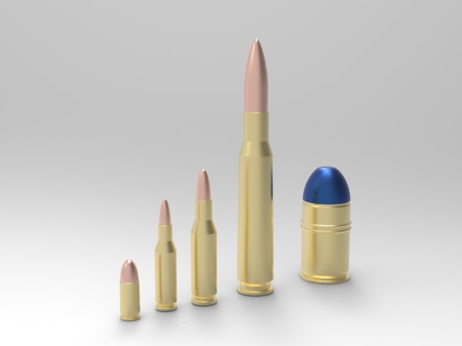 子弹9x19mm 5.56x45mm 7.62x51mm 12.7x99mm 40mm缩略图