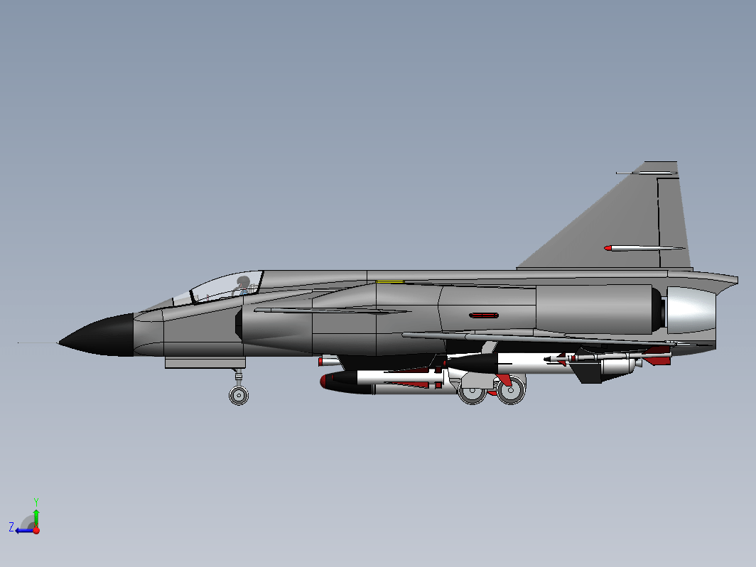 Military Jet喷气式飞机3D数模图纸 Solidworks设计 附STEP IGS