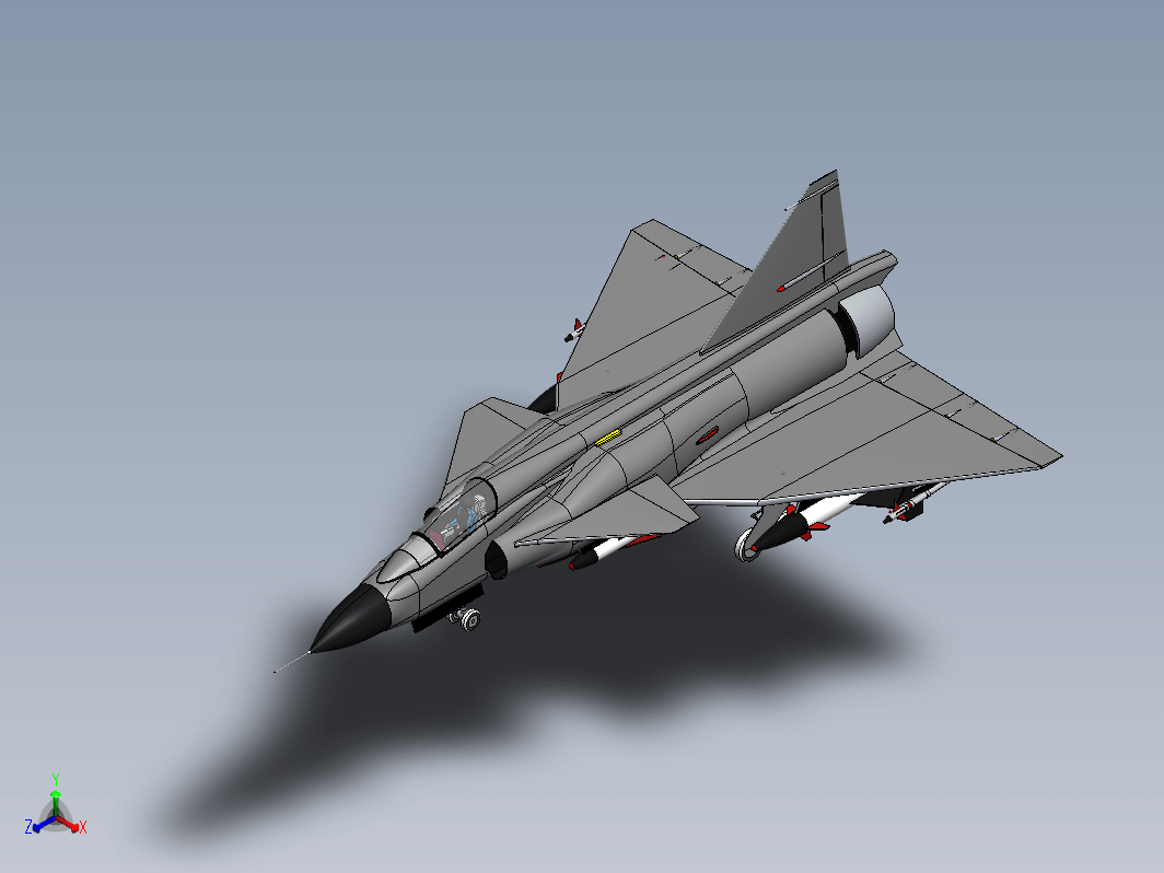 Military Jet喷气式飞机3D数模图纸 Solidworks设计 附STEP IGS