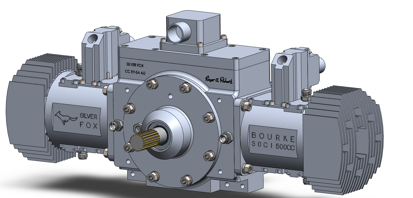 Bourke Engine 492 CC燃料活塞发动机3D数模图纸 Solidworks设计 附工程图