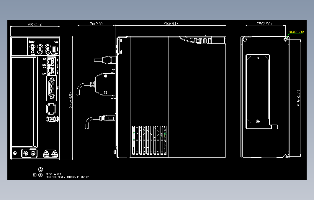 伺服电机ASD-B3-2023- E图纸