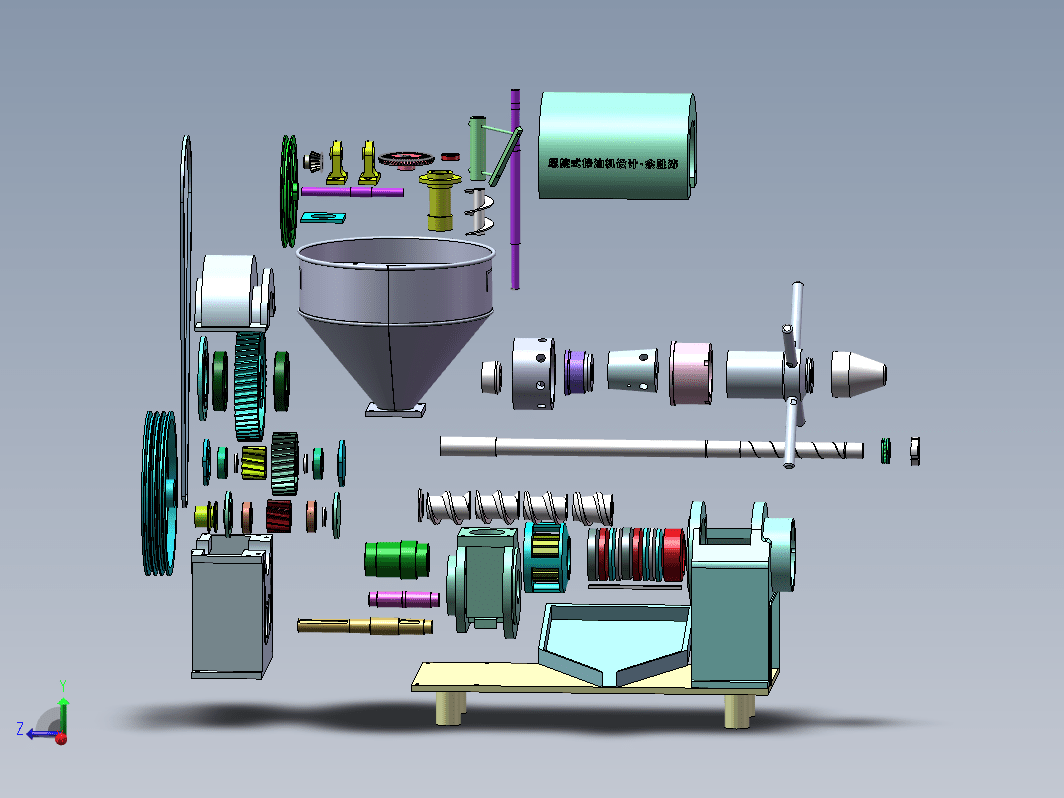 螺旋式榨油机设计图三维SW+CAD+说明书