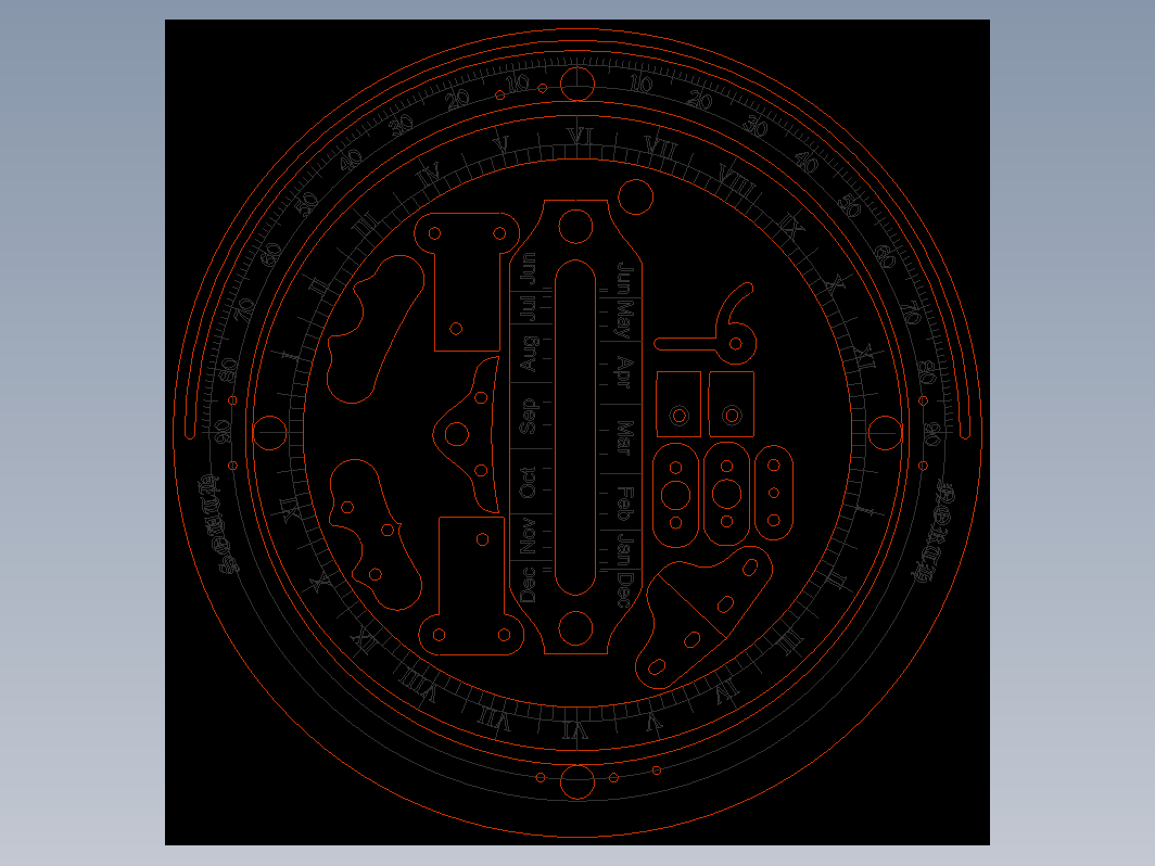 日晷激光雕刻平面图纸 Corel Draw设计 cdr dxf dwg格式