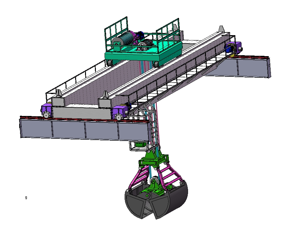 双梁抓斗桥式起重机三维SW2016无参