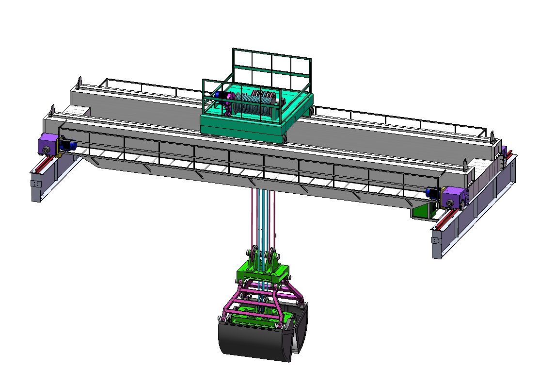 双梁抓斗桥式起重机三维SW2016无参