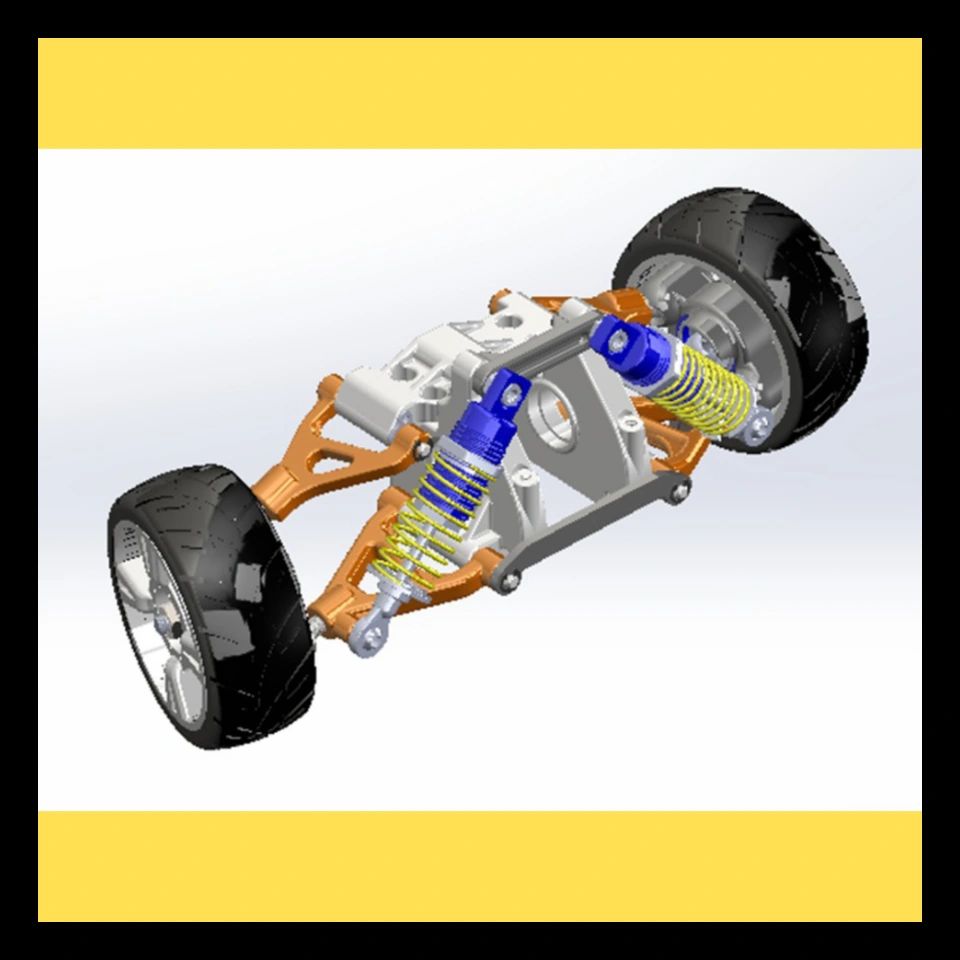 汽车悬架系统，它由弹簧、减震器以及支柱、防倾杆、控制臂、衬套和轴承等