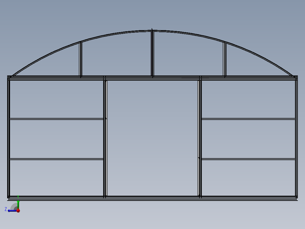 50m×6m拱形塑料大棚钢结构骨架三维SW2012带参