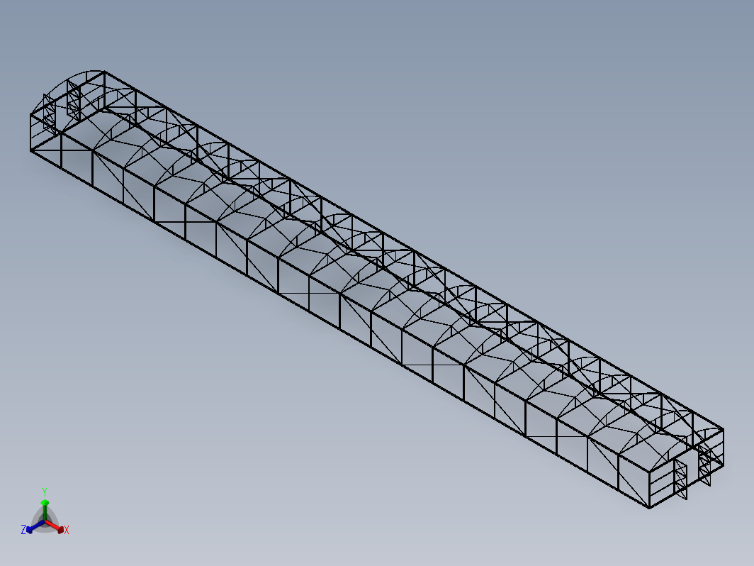 50m×6m拱形塑料大棚钢结构骨架三维SW2012带参