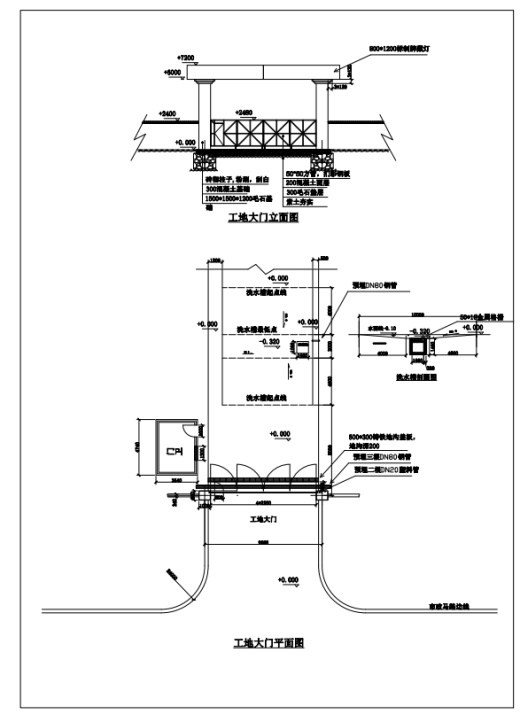 带洗车池清洗槽的施工工地大门缩略图