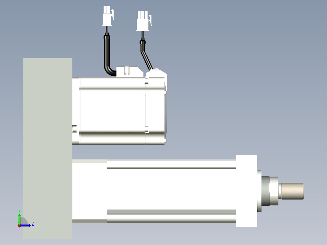 负载700KG-R60-80法兰-前法兰+外螺纹 额定负载700KG 有效行程50mm 折返式电缸 前法兰+外螺纹