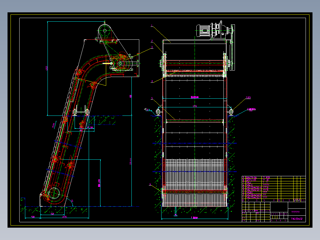 爬坡输送线 厂家机械粗格栅设备安装CAD图