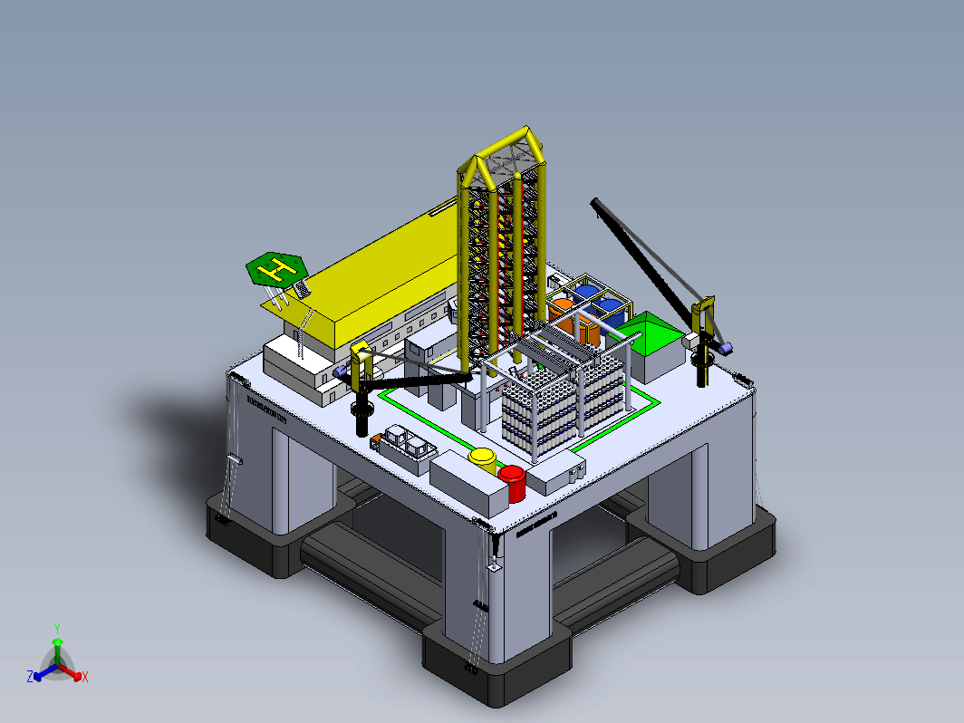 石油钻井平台3D数模图纸 Solidworks设计