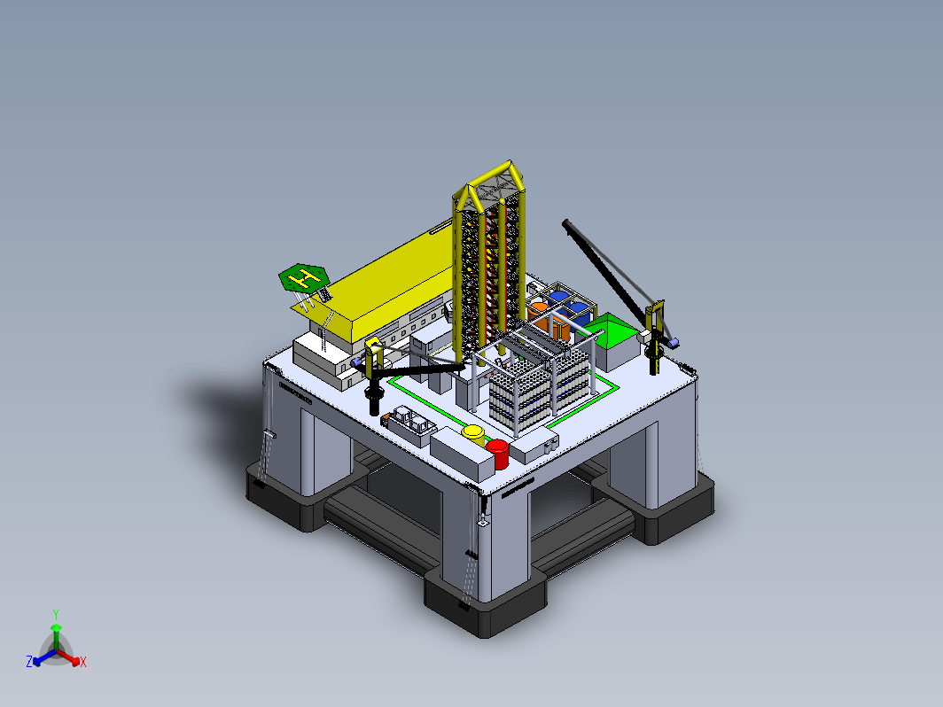 石油钻井平台3D数模图纸 Solidworks设计