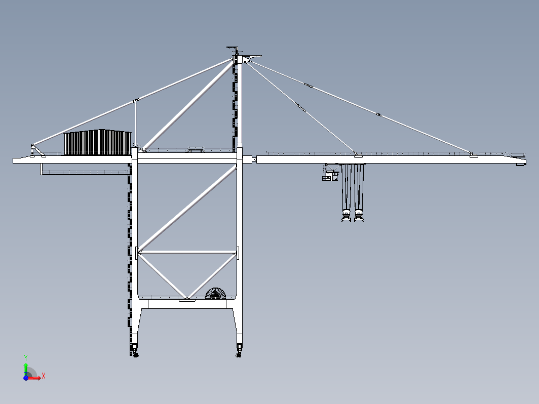 集装箱起重机，也称为桥式起重机，用于集装箱码头