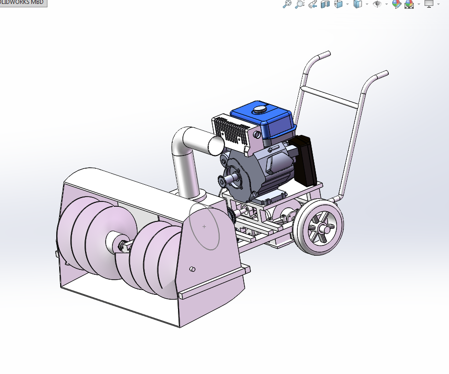 手扶式小型除雪机设计三维SW+CAD+说明书