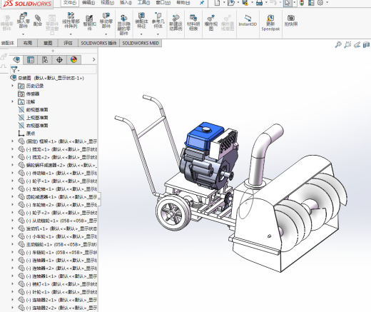 手扶式小型除雪机设计三维SW+CAD+说明书缩略图