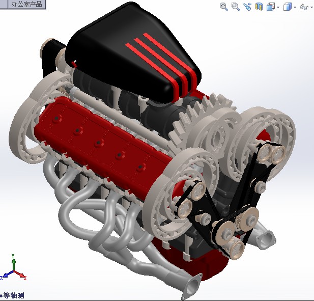 V12发动机3D模型图纸 汽车引擎 水冷设计