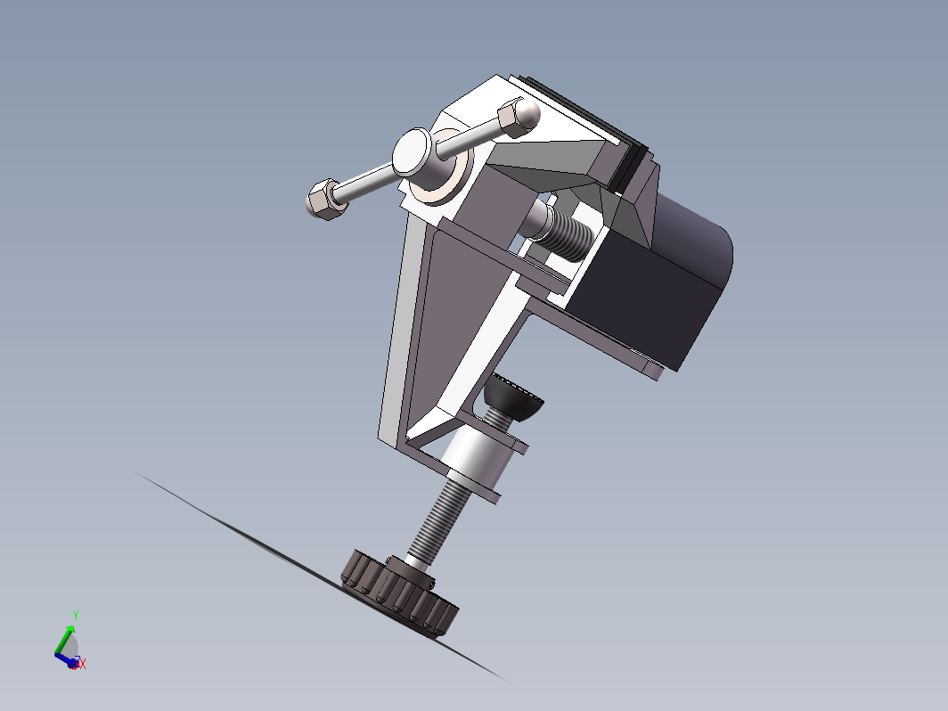 小型桌面台虎钳三维SW2016带参
