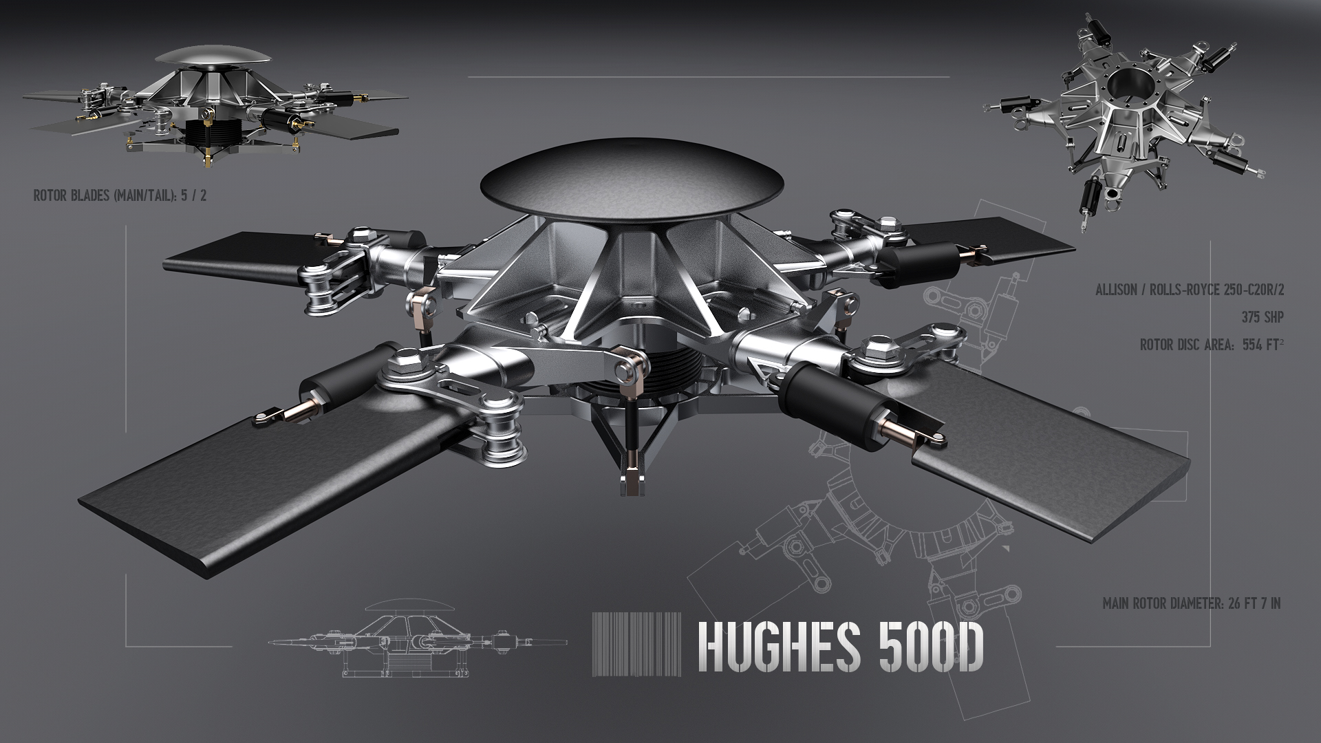 Hughes 500D主旋翼机头