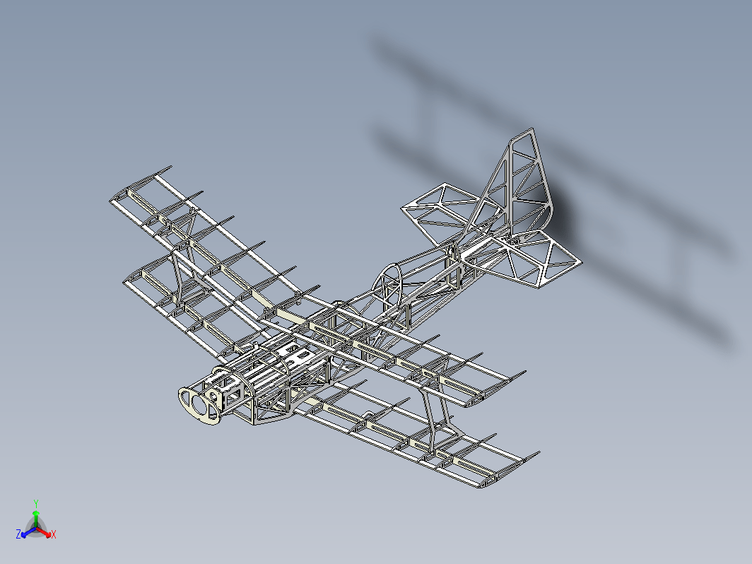 【2136】双翼飞机框架ug