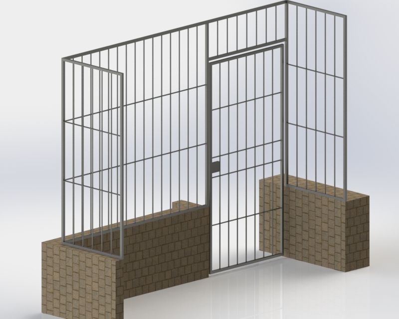 简易铁栏杆和铁门模型