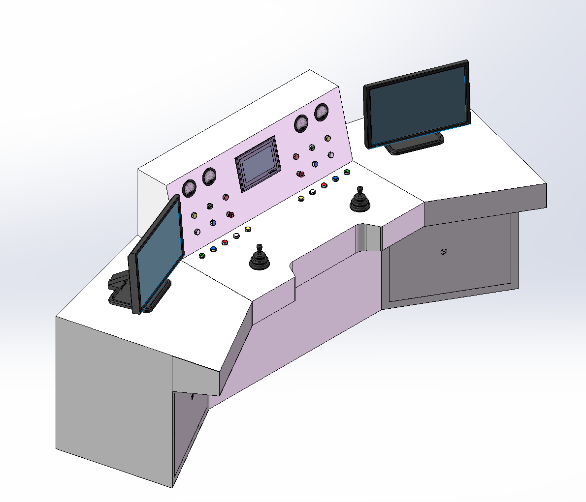 操作台，含十字主令控制器，按钮开关，电压表，电脑显示器，触摸屏等