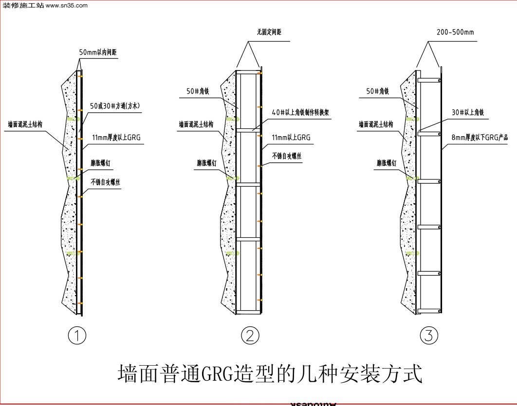 GRG吊顶剖面节点大样CAD图施工工艺PPT及文字资料