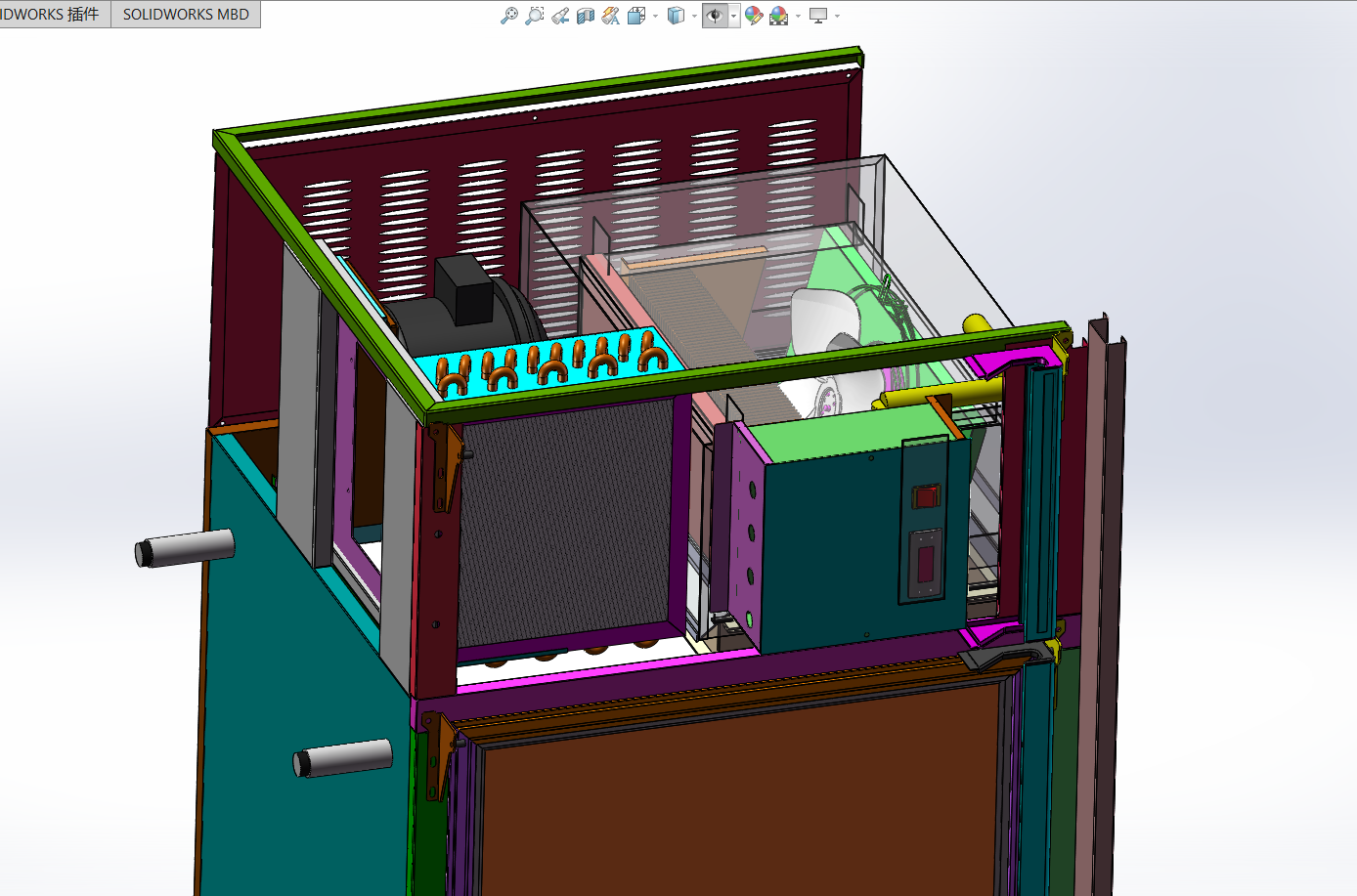 结构详细的风冷机柜模型设计 