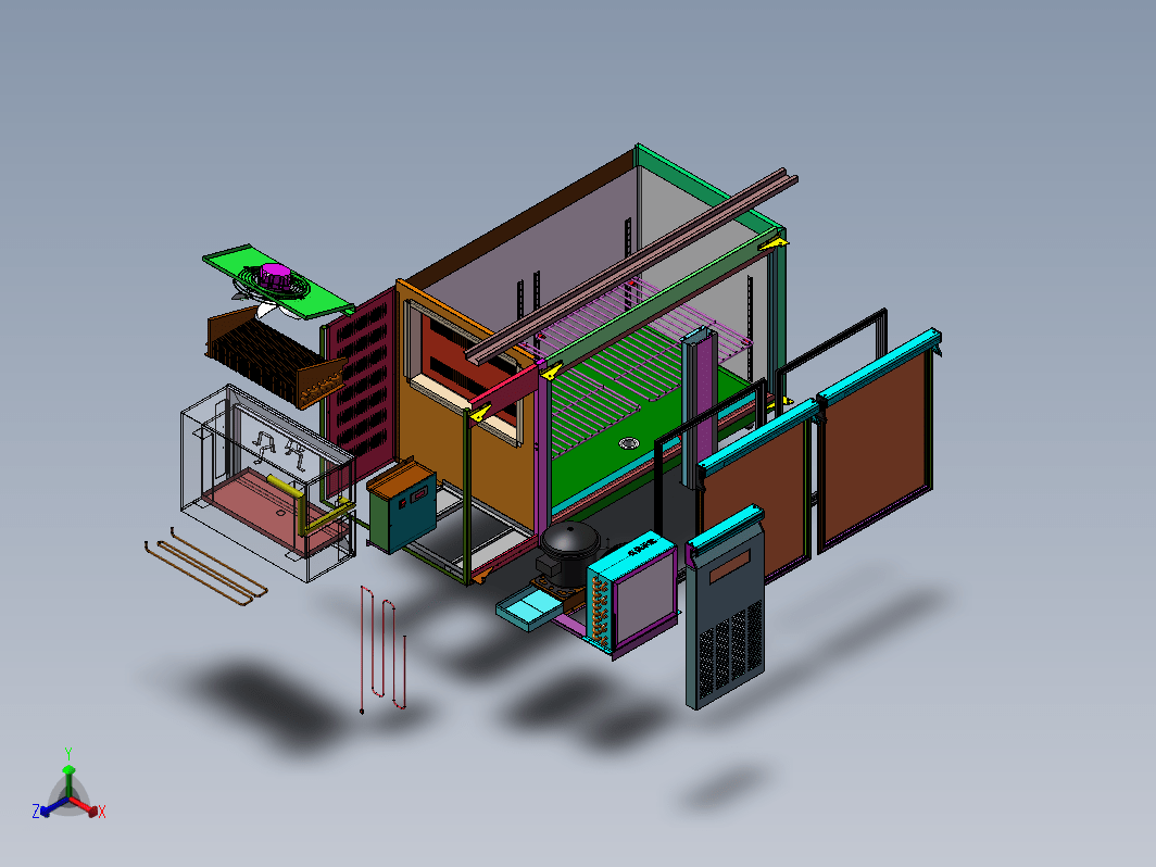 结构详细的风冷机柜模型设计 