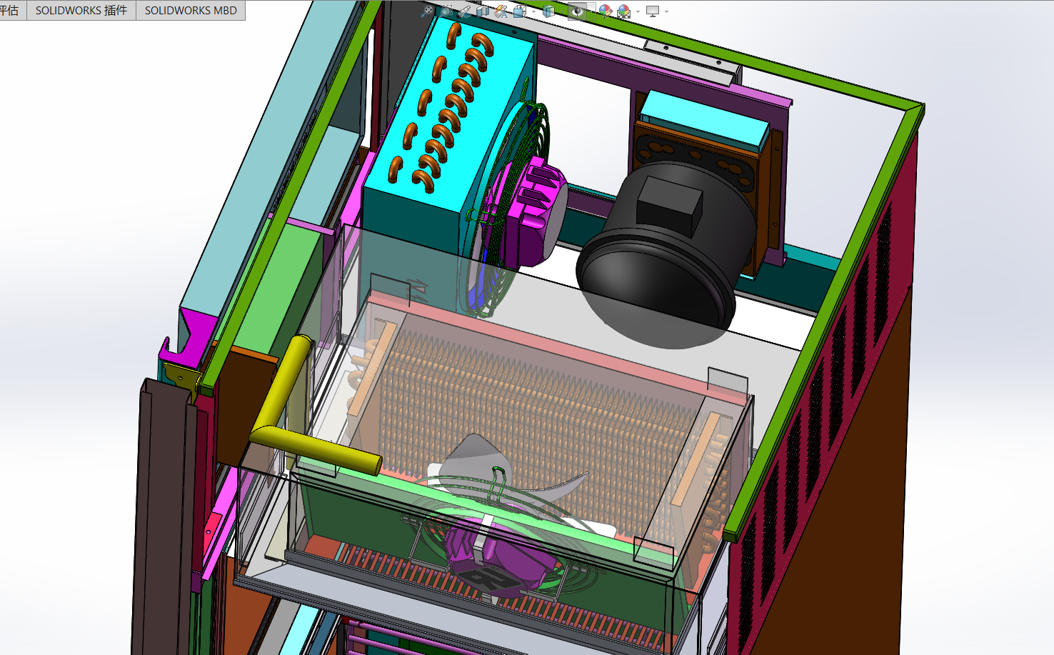 结构详细的风冷机柜模型设计 