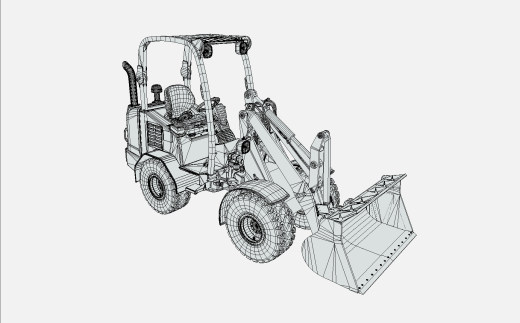 小型轮式装载机3D模型缩略图