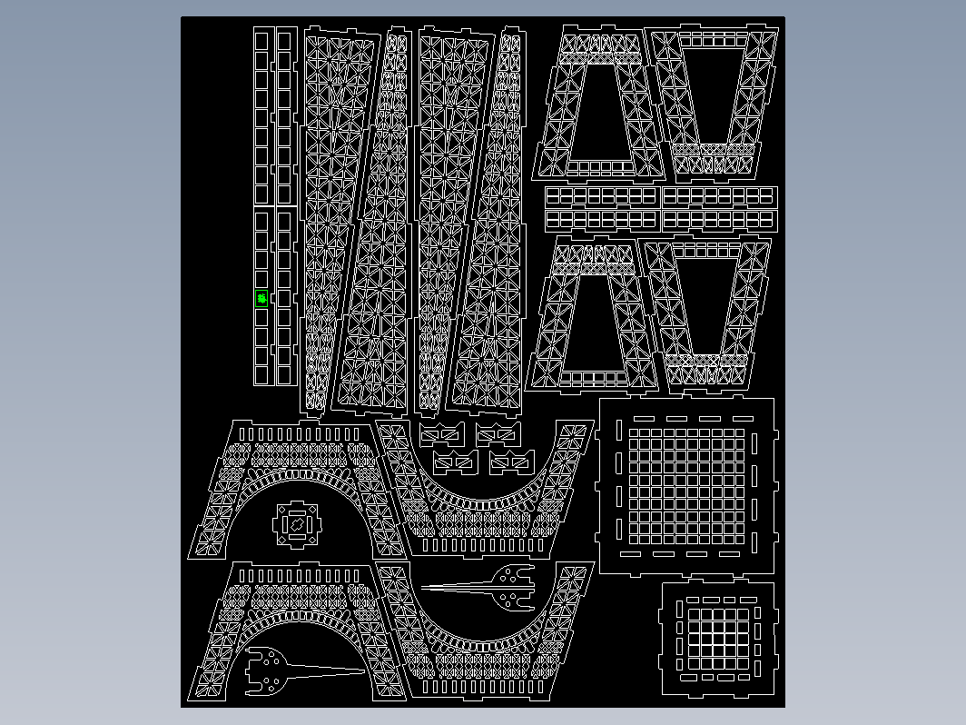 埃菲尔铁塔拼装模型平面图纸 适合激光切割 dxf格式