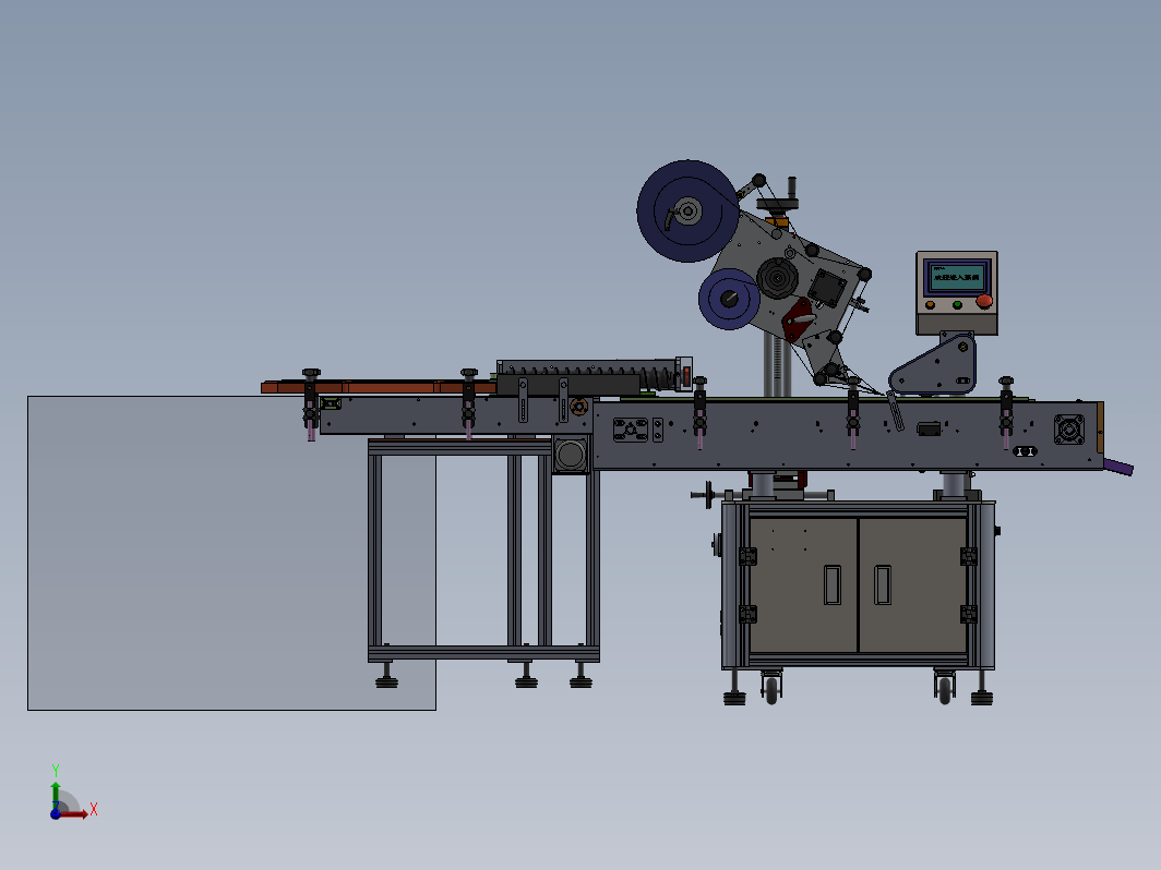 全自动卧式圆瓶贴标机 3D图纸 机械设计自动化3D模型素材图纸