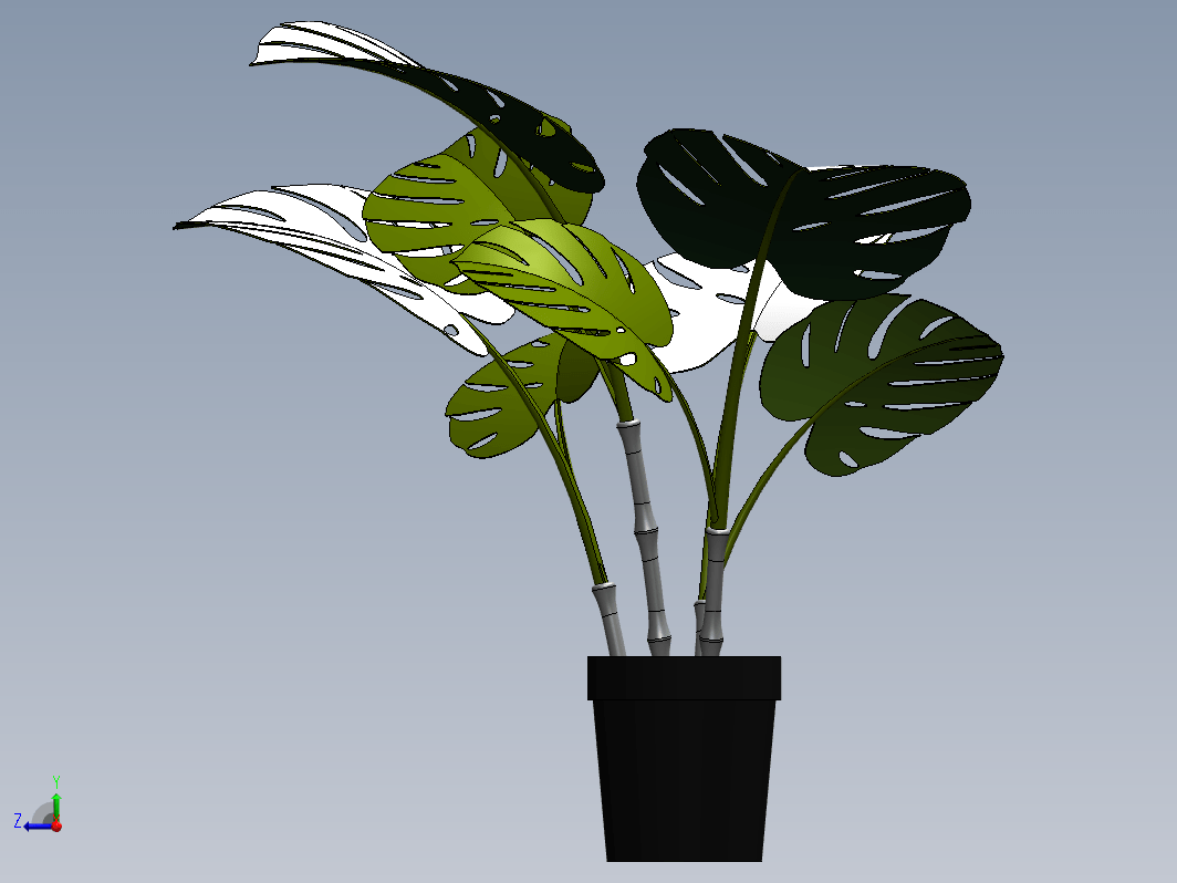 室内设计装饰植物盆栽模型